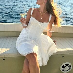 S Violette Corset Ballerina Dress w/ Lace Trim